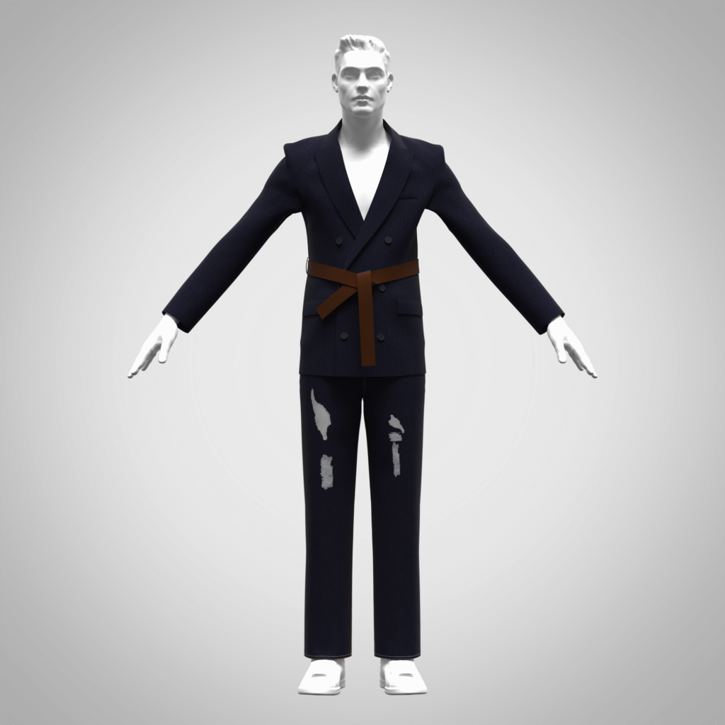 Mens belted suit blazer jacket 3d clothing Custom View 1